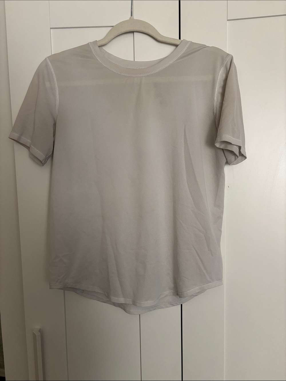 Lululemon Light Gray Sheer Short Sleeve Tee